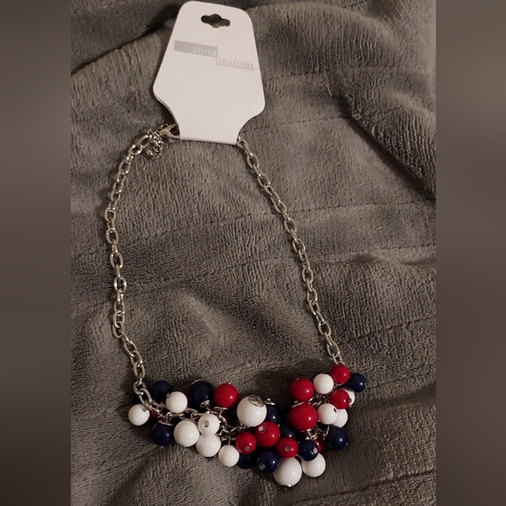 Patriotic Red White And Blue Necklace NWT